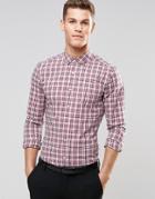 Asos Skinny Shirt In Red Grid Check With Long Sleeves - Red