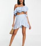 Esmee Exclusive Wrap Frill Beach Skirt In Blue - Part Of A Set