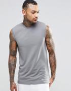 Asos Muscle Sleeveless T-shirt In Gray - Gray