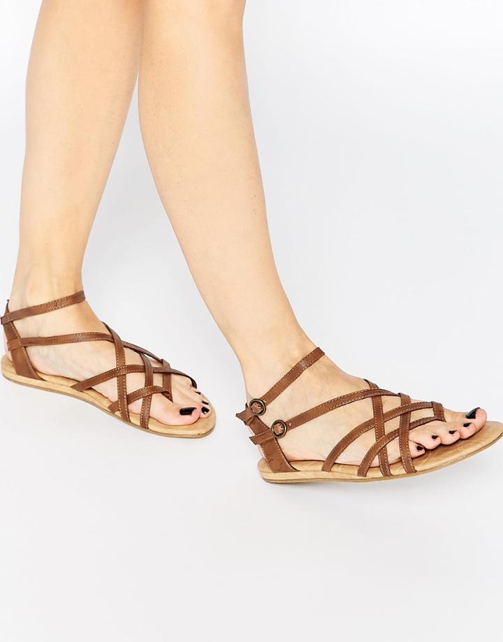 Blowfish Banu Strappy Flat Sandals - Whiskey Old Saddle