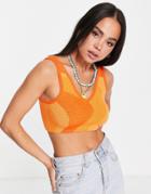 Weekday V Neck Knitted Top In Orange Swirl
