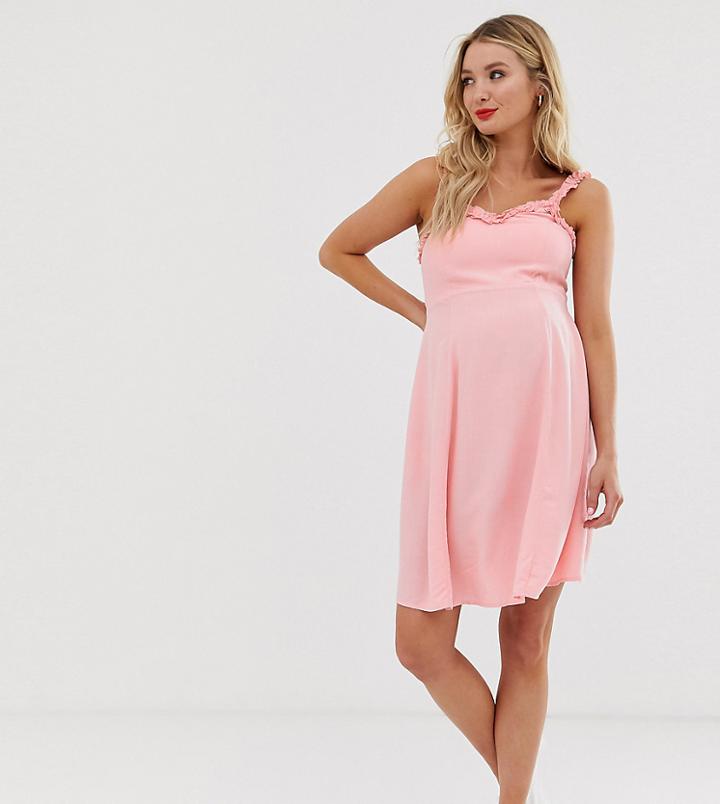 New Look Maternity Ruffle Edge Sundress In Pink