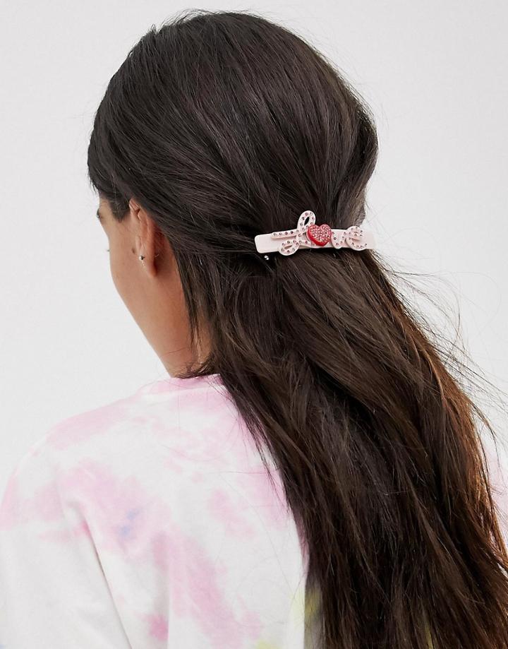 Margherita Pink Rhinestone Love Hair Clip