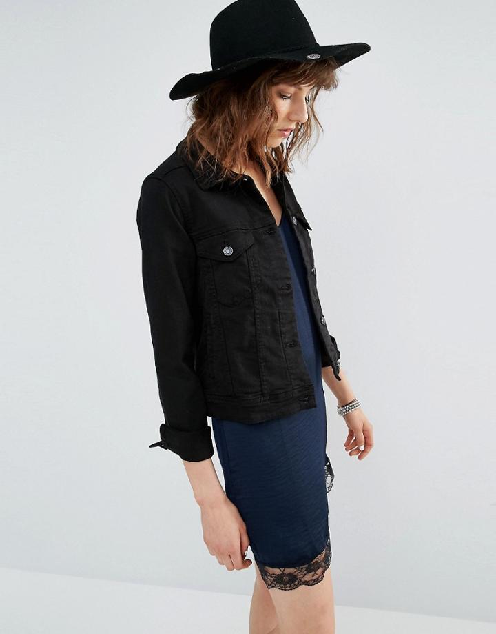 Mango Denim Jacket - Black