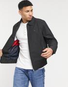 Tommy Hilfiger Ivy Icon Logo Recycled Cotton Harrington Jacket In Black
