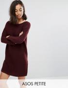 Asos Petite Sweater Dress In Ripple Stitch - Red
