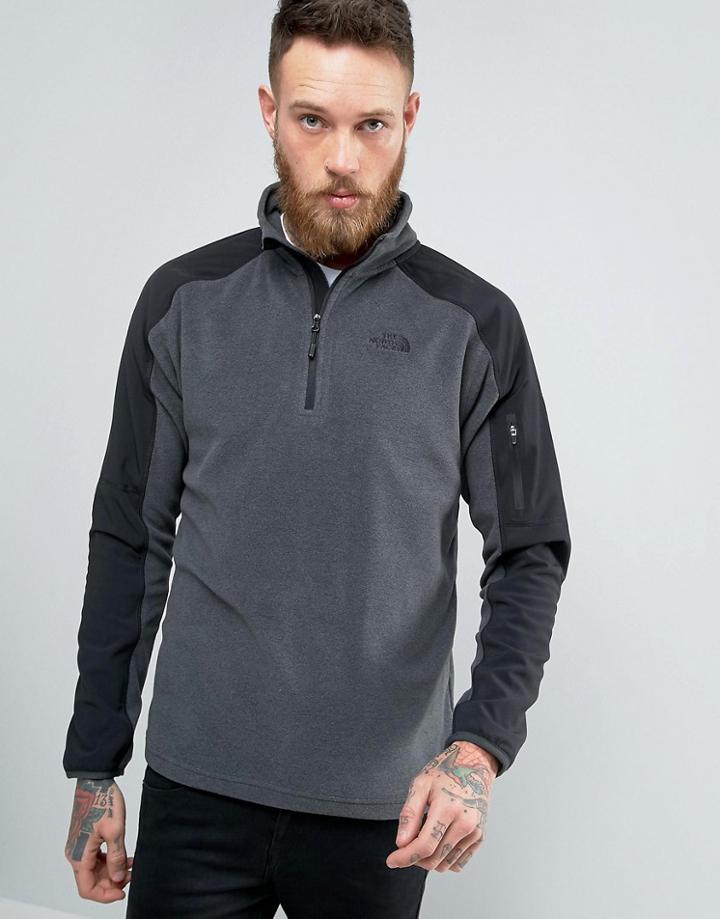 The North Face Glacier Delta Sweat 1/4 Zip Gray Heather/black - Gray