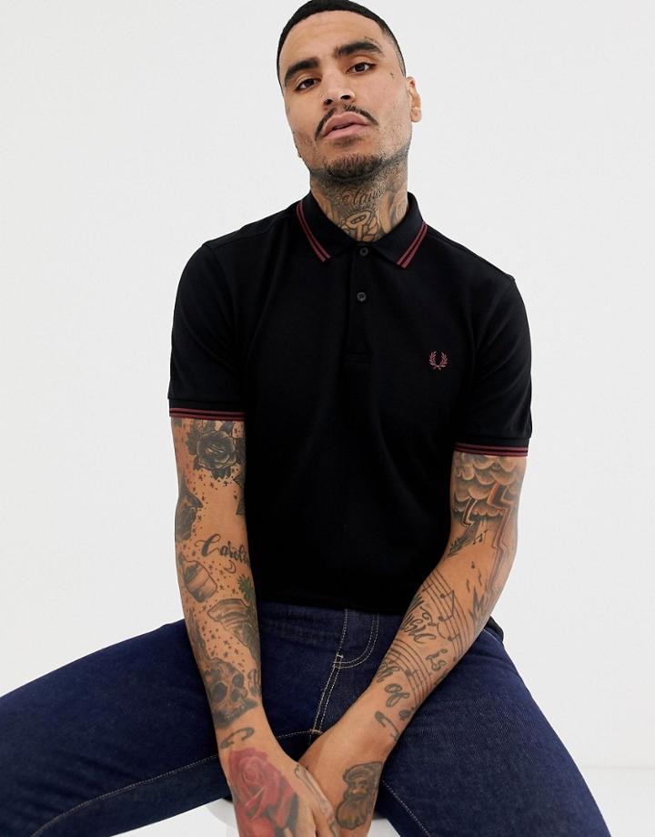 Fred Perry Twin Tipped Polo In Black - Black