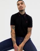 Fred Perry Twin Tipped Polo In Black - Black