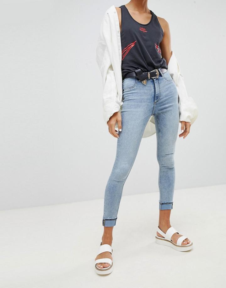 Cheap Monday High Waisted Bleached Out Super Skinny Jean - Blue