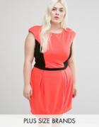 Koko Plus Dress With Contrast Panel - Pink