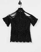Lipsy Lace Cold Shoulder Top In Black