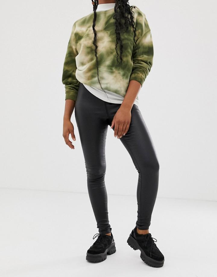 Noisy May Coated Skinny Jeans In Black - Black