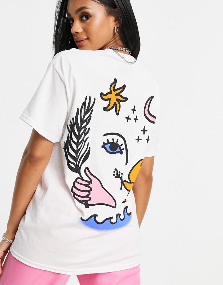 New Love Club Oversized T-shirt With Graphic Motifs In White