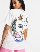 New Love Club Oversized T-shirt With Graphic Motifs In White