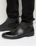 Kg By Kurt Geiger Buckle Chelsea Boots In Black Leather - Black
