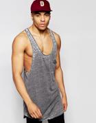 Asos Longline Tank With Burnout And Extreme Racer Back - Black