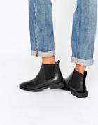 Selected Femme Silvia Black Flat Leather Chelsea Boots - Black