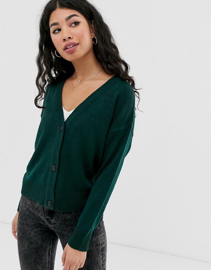 Brave Soul Kiki Cardigan In Forrest Green