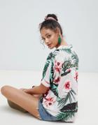 Asos Design Hawaiian Shirt With Embroidered Back - Multi