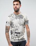 Only & Sons T-shirt With All Over Print - Gray