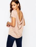 Asos T-shirt With Scoop Back - Tan