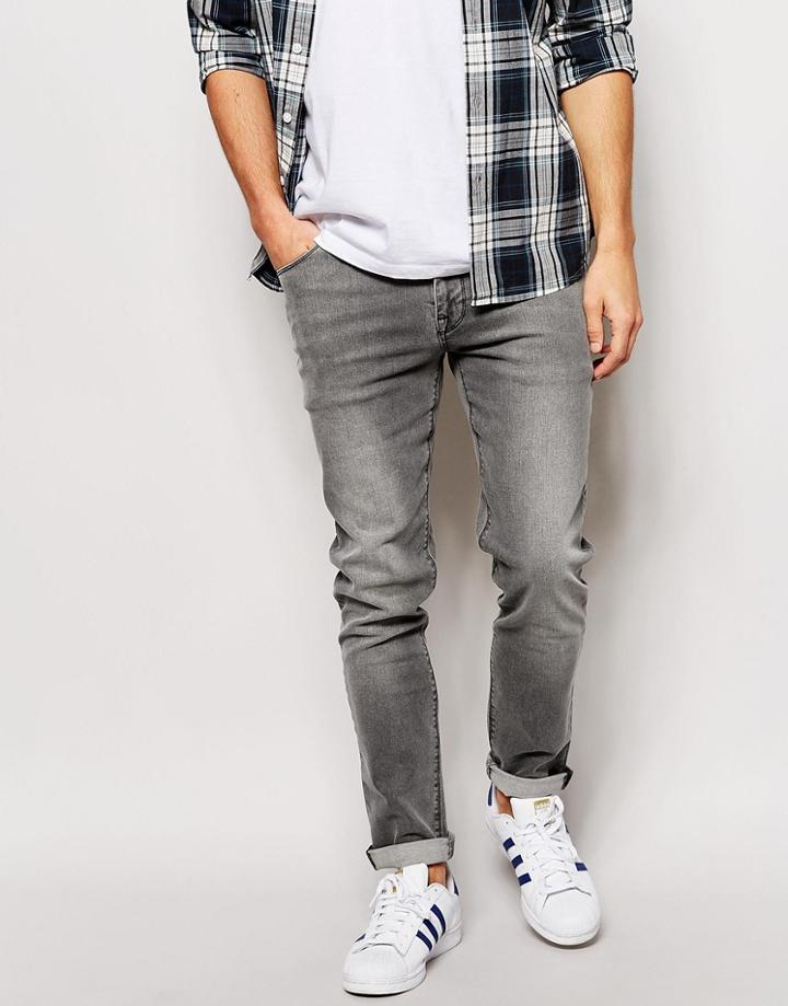 Asos Skinny Jeans With Light Coating - Gray