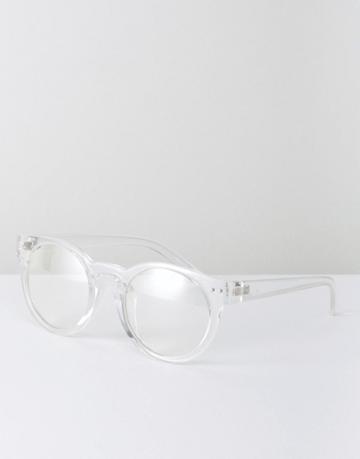 Asos Round Glasses In Clear With Clear Lens - Clear