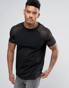 Asos T-shirt With Contrast Mesh Sleeves - Black
