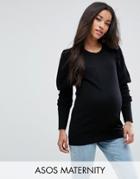 Asos Maternity Sweater With Full Sleeves - Black