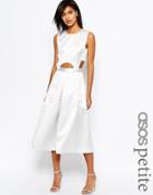 Asos Petite Premium Jumpsuit In Bonded Satin - Silver