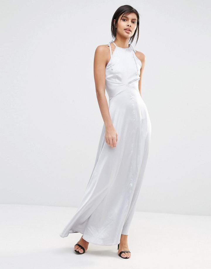 Vero Moda Satin Maxi Dress - Silver