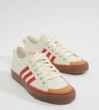 Adidas Originals Nizza Canvas Sneakers In White And Red - Black
