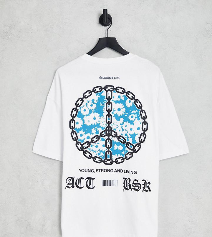 Bershka Oversized Slogan Back Print T-shirt In White