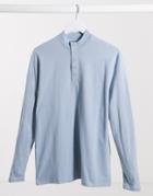Asos Design Heavyweight Relaxed Fit Long Sleeve T-shirt With Funnel Neck-blues