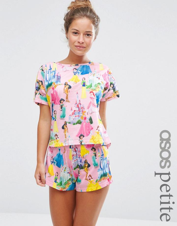 Asos Petite Disney Princesses Tee & Short Set - Multi