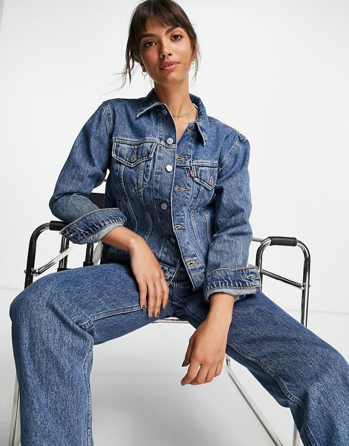 Levi's Ex-boyfriend Trucker Jacket In Mid Wash-blues
