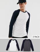 French Connection Long Sleeve Raglan 2 Pack Top-white