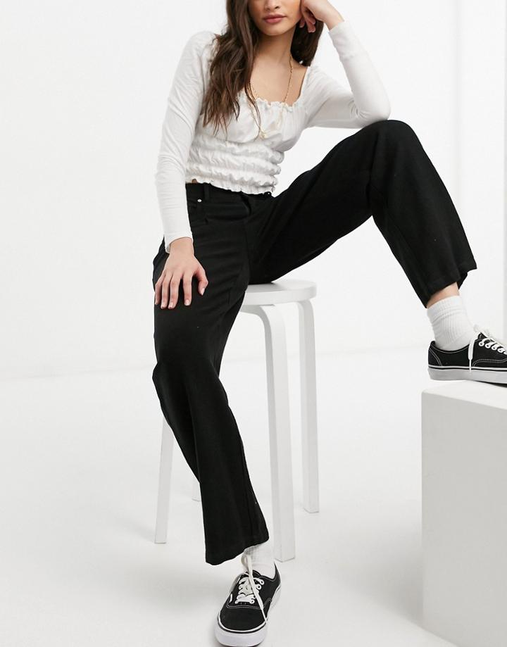 Asos Design High Rise 'relaxed' Dad Pant In Black Linen