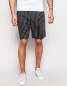 Asos Shorts In Wool Mix Pinstripe Dark Gray - Dark Gray