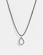 Designb Rope Necklace With Opal Pendant-silver