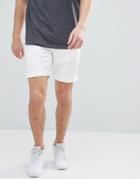 Asos Design Denim Shorts In Slim White - White