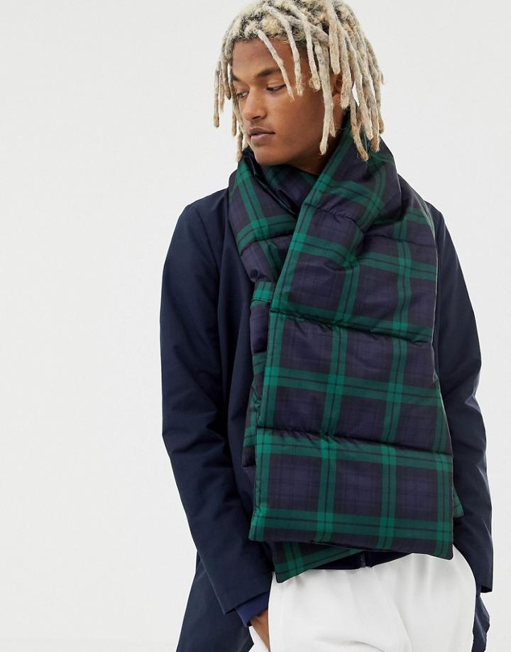 Asos Design Padded Scarf In Black Check - Black