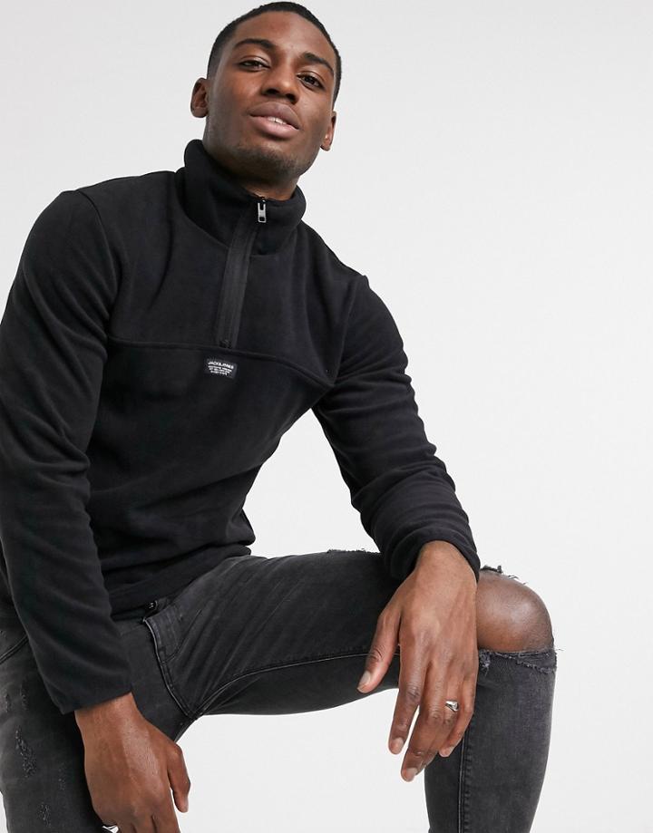 Jack & Jones Core Fleece With Quarter Zip In Black