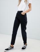 Pull & Bear Classic Mom Jean In Black - Black