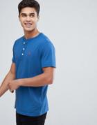 Abercrombie & Fitch Slim Fit Essential Henley T-shirt With Pop Icon In Blue - Blue
