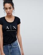 Armani Exchange Scoop Neck Ax Logo T-shirt - Black