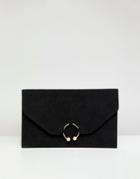 Asos Design Clutch Bag With Ring Pearl Detail - Black