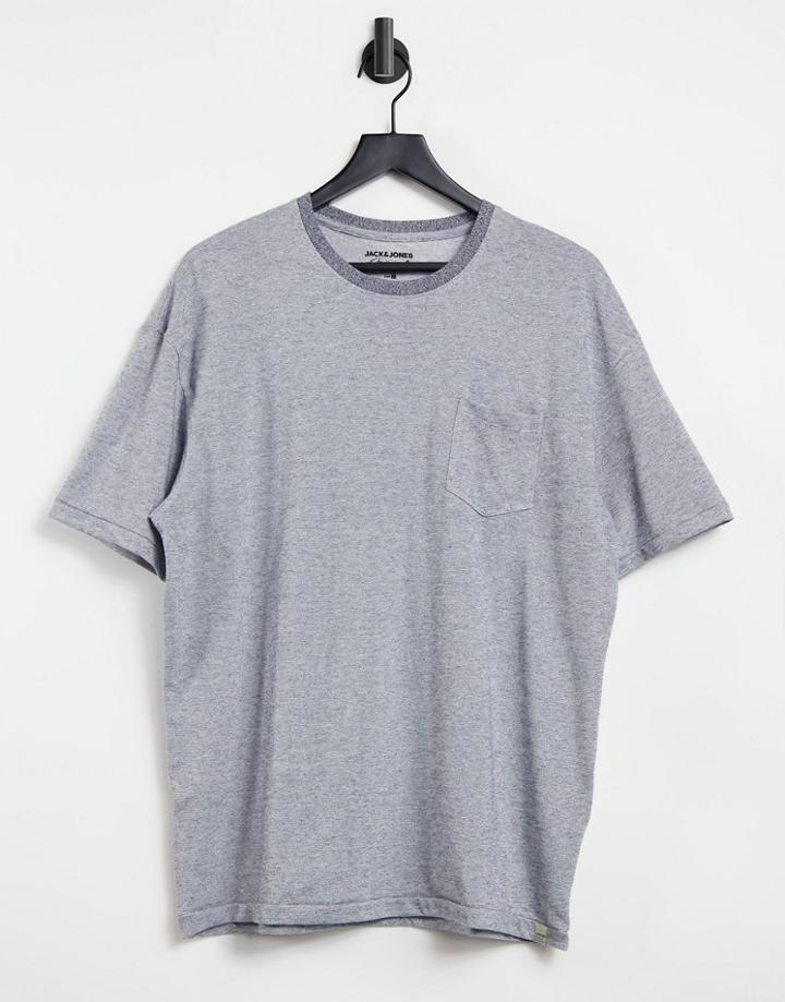 Jack & Jones Originals Oversized Knit T-shirt In Blue-navy