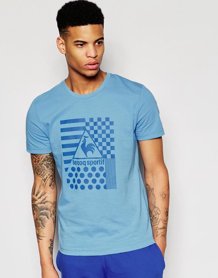 Le Coq Sportif Pattern Logo T-shirt - Blue